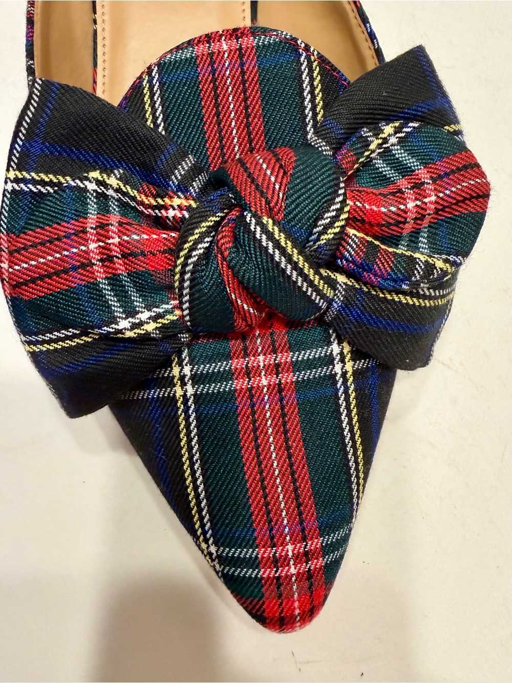 J Crew Plaid Bow Pointed Toe Slip-On Flats - Size 10 - Picture 5 of 8